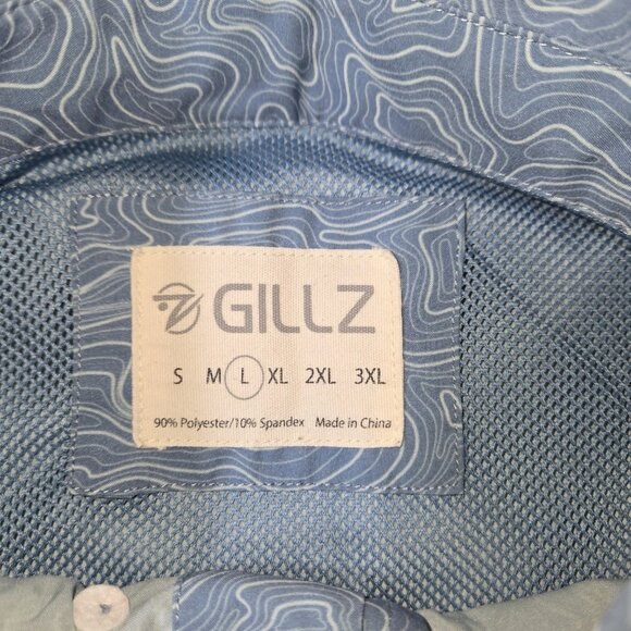 Gillz Shirt Mens LG Light Blue Performance Fishing Vent Stretch Outdoor ButtonUp - Picture 5 of 8